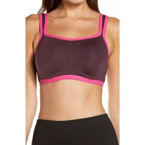 NEW Natori Yogi 32H Yoga Sports Bra Brownish Purple & Pink Coolmax Lycra 731050